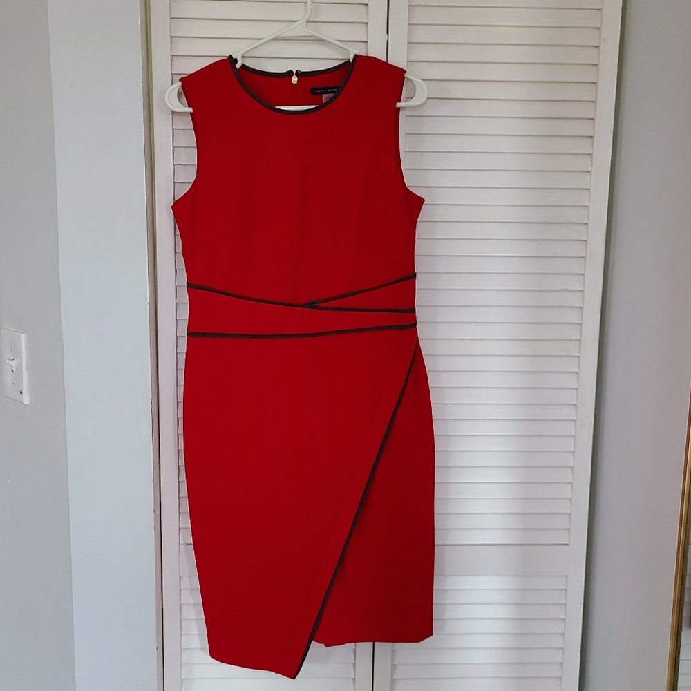 Red office attire dress